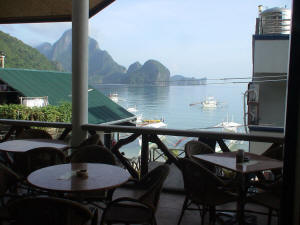 View over Bacuit Bay from El Nido Boutique and Artcafe