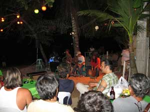 Live band on the beach in the evening
